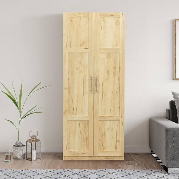 71"H x 30" W High Wardrobe with 2 Doors and 3 Partitions Bed Bath